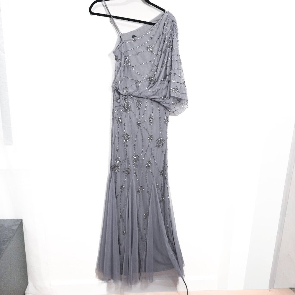 Adrianna papell Size 12 Draped One Shoulder Dress with Sequin Detail NWT